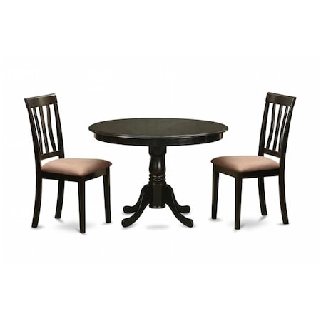East West Furniture 3 Piece Kitchen Nook Dining Set-Round Kitchen Table and 2 Slatted Back Kitchen Chairs HLAN3-CAP-C